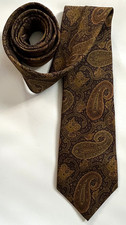 BURBERRYS Olive Green Purple Paisley Floral Print 100 Silk Neck Tie Mens