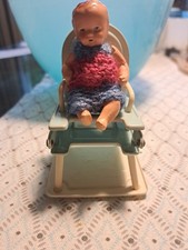 FIEDLER & PODEY vecchie bambole tavolo da gioco seggiolone celluloide