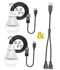 USB LED Camping Light 5W, Portable LED Bulb for Garage Warehouse Car 2 Pack
