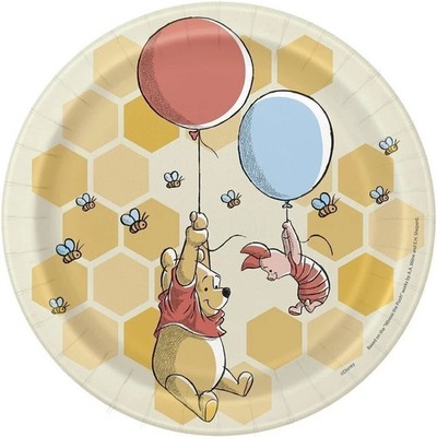 Unique Disney Winnie the Pooh Round Dessert Plates - 7'' (Pack of 8)