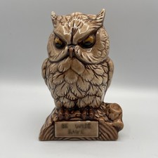 Vintage 1960  s Ceramic Owl Coin Bank w/ Plug "Be Wise Save"