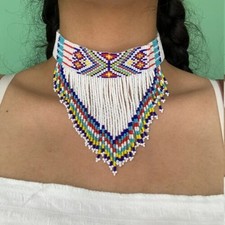 Handmade Seed Bead Necklace American Style Necklace Boho Beaded Necklace earring