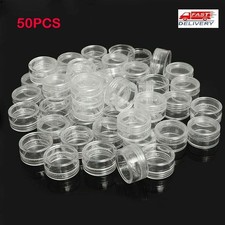 50pcs Storage Cups Clear Plastic Jewelry Bead Makeup Box Small Round Container