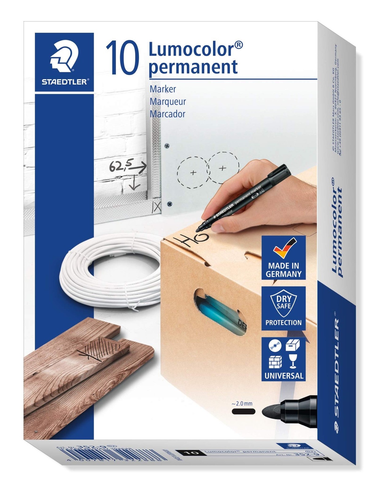 STAEDTLER Lumocolor Bullet Tip Permanent Marker, Black, Pack