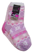 Nicole Miller NY Girls 2 Pairs Cozy and Thermal Non Skid Slip Socks Shoe Sz 10-4