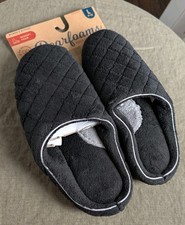 Dearfoams Womens Leslie Quilted Memory Foam Clog Slippers L 9-10, Black, NEW 