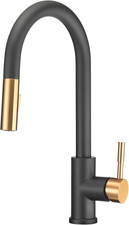 Matte Black/Rose Gold RV Streamline Pull-Down Kitchen Faucet w/ Deck Plate