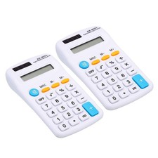 2Pcs Small Pocket Calculator 8 Digit Display Office Handheld Calculators White