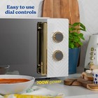 STYLISH White & Gold Microwave 3KW Kettle 2 Slot Toaster & Kitchen Canister Set