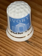 Ivory Soap "99% Pure It Floats White Ceramic Collectible Souvenir Thimble!