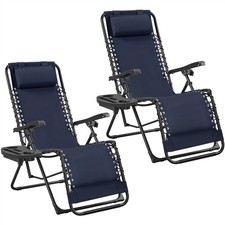 Set di 2 Sedie a Sdraio Pieghevoli a Gravità Zero da Esterno con Cuscino Mobile