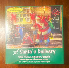 Holiday Traditions Santa's Delivery 500-Piece Christmas Jigsaw Puzzle w/ Poster