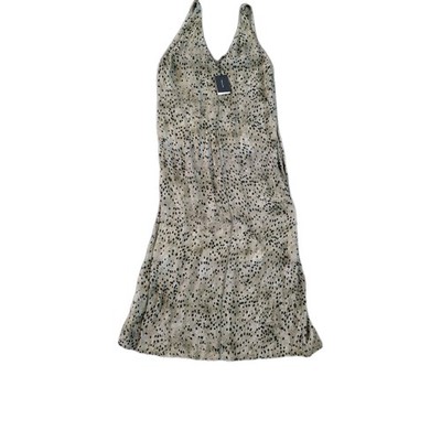 Massimo Dutti Strappy Dress Women's 10 Animal Print Crepe Sleeveless Midi NWT