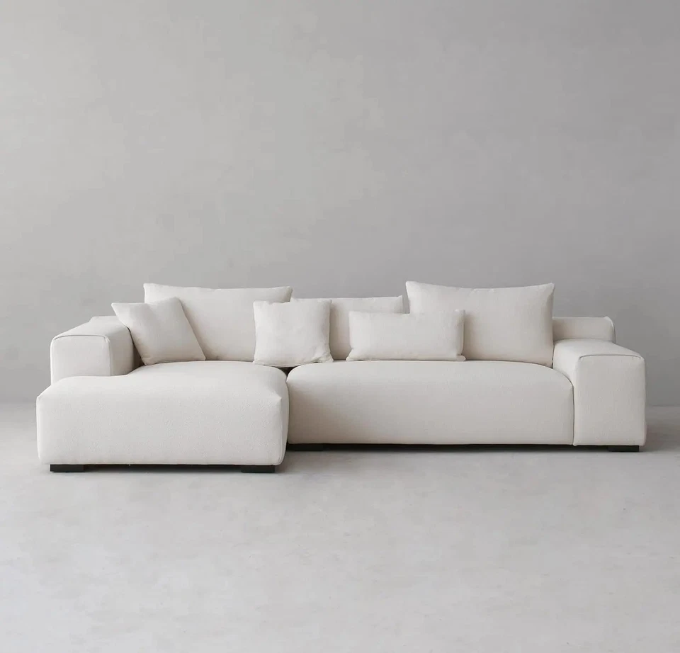 Modern White Sectional 113.8'' 4 Seat Sofa Couch L-Shaped Wool Living Room Sofa - Image 4 of 4