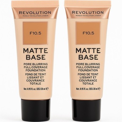 Makeup Revolution Matte Base Pore Blurring Full Coverage Foundation, F10.5 NEW