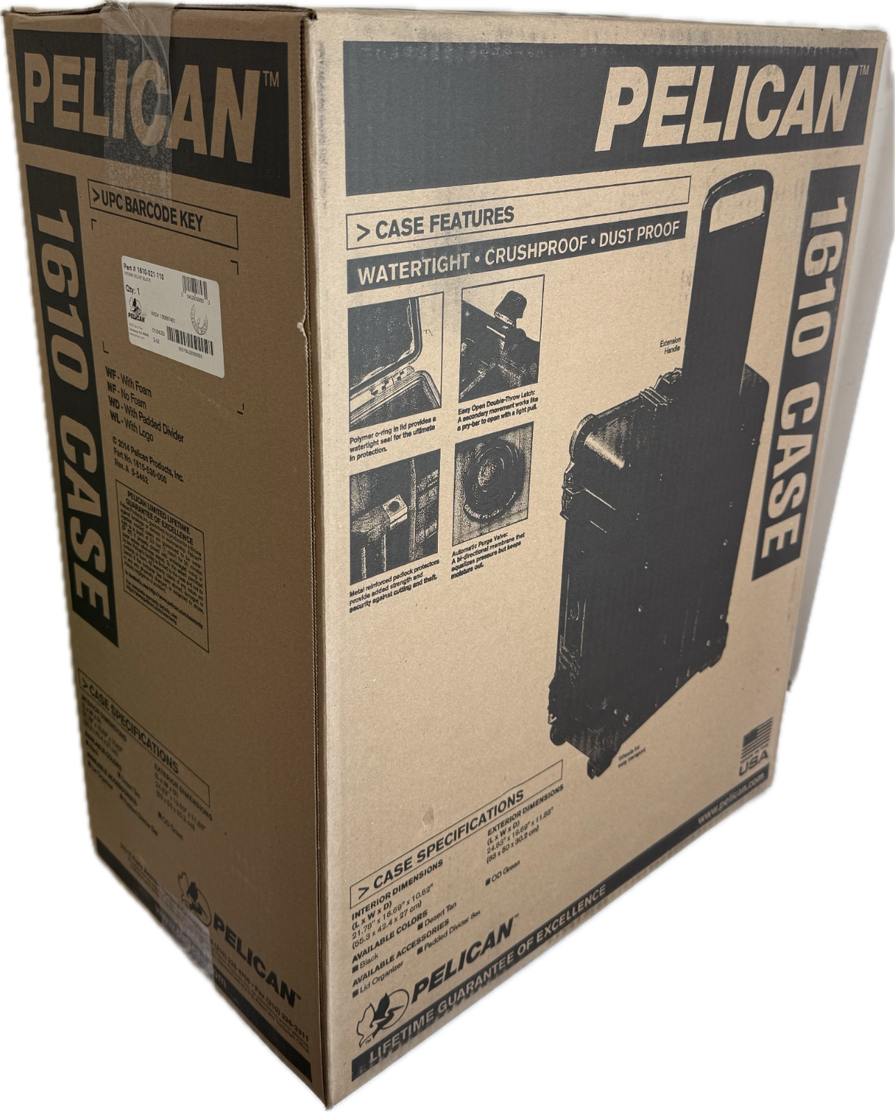 Pelican 1610-021-110 Protector Case With Logo No Foam Black (New in Box/Unused)
