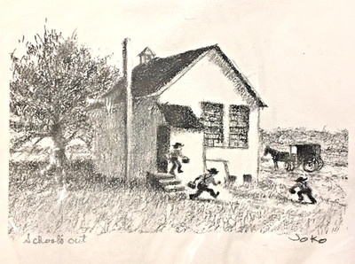 Joseph Koch Print Amish Theme Jo Ko JOKO Schools Out Schoolhouse Horse Buggy