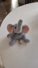 Ty Pluffies Winks the Elephant Grey Pink Ears Stuffed Animal Plush