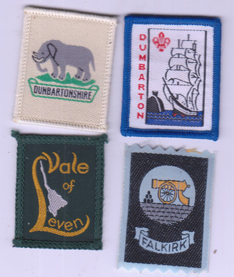 Boy Scout Badges Ext DUMBARTON+ Ext DUNBARTONSHIRE+ Ext VALE/LEVEN+ Ext FALKIRK