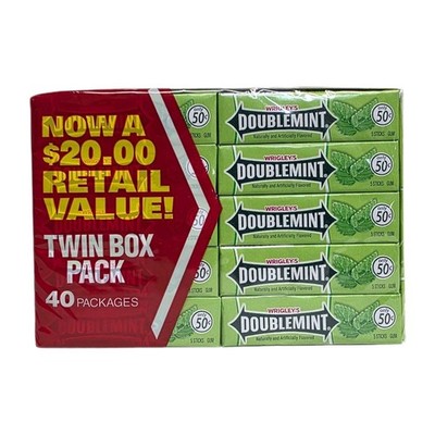 Wrigley's DoubleMint Gum, 5 Stick Each Pack, 40 Packs Exp:11/2026 Free Shipping 
