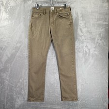 Flint  Tinder Pants mens 30x29 Slim Fit Huckberry Chino Flat Front Brown Casual