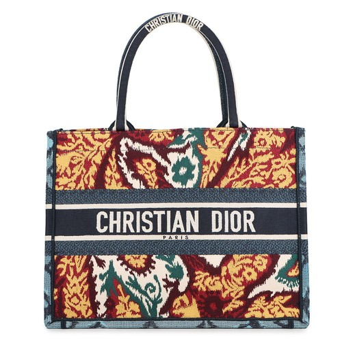 Christian Dior Tote Bag Book Tote Paisley Medium Canvas Authentic
