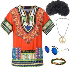 Gionforsy Hippie Costume Outfit for Men Women 60s 70s Accessories