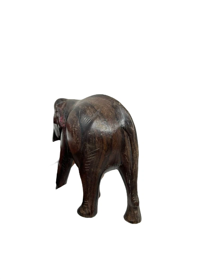 Antigua estatua de elefante tallada a mano de madera antigua mesa escultura de elefante Foto 3 de 4
