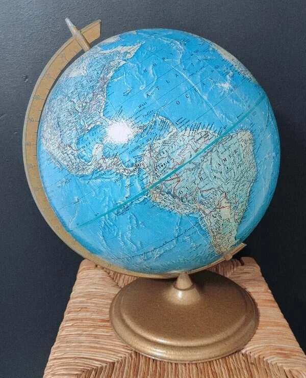 George F. Cram Co. Blue 9 to 12in. Inches Diameter Antique World