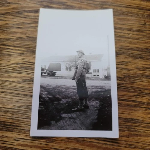 WWII Military Soldier Vintage Photo Snapshot Black & White Bill Meckler