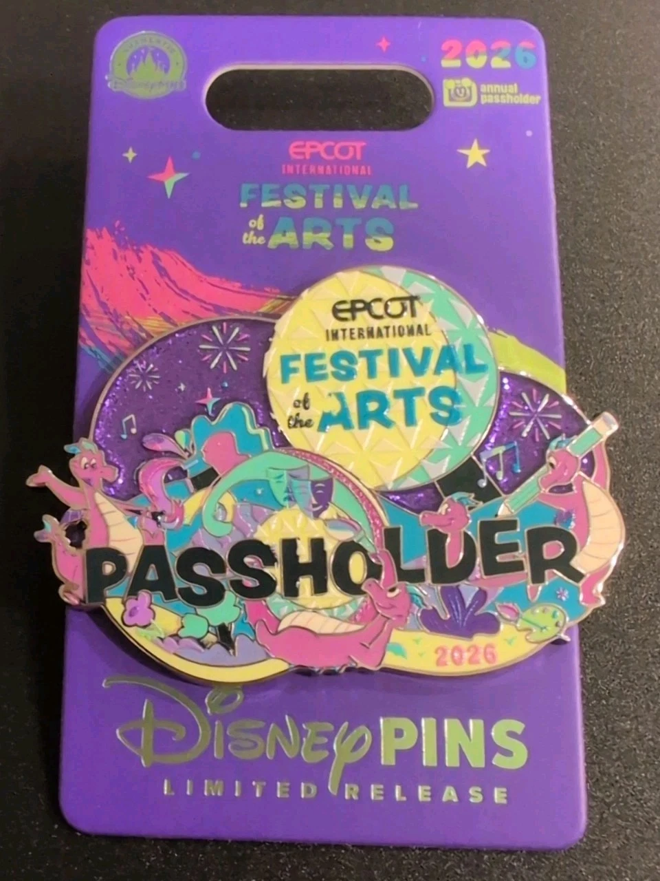 2026 Disney Parks Epcot Festival Of The Arts Figment Annual Passholder AP Pin LR
