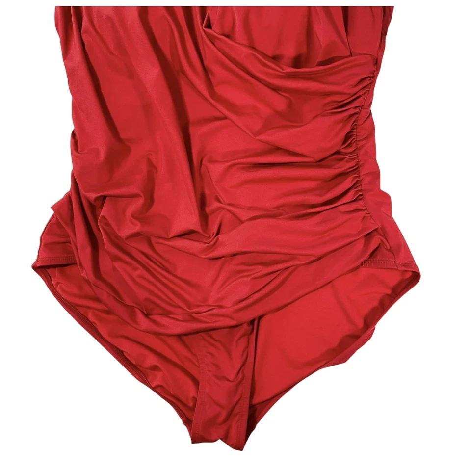 Traje de baño JANTZEN talla grande 2XL 20 22 rojo de una pieza acanalado playa vacaciones Foto 4 de 4