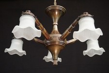 lampadario antico stile liberty plafoniera del 1900 bronzo nuovo cablato