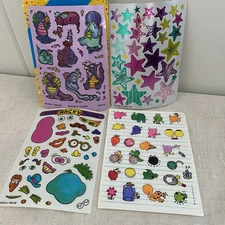 Vintage 3M sticker sheet LOT Scratch N Sniff Dragon Stars wacky faces Hallmark