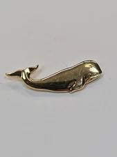 Whale Lapel Pin Gold Color Metal *