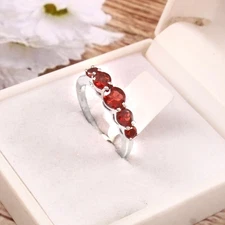Dainty Garnet Ring Sterling Silver Minimalist Promise Ring Birthstone Gift