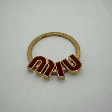 MIU MIU Jumbo Gold Tone Spellout Keyring 2.25"  EUC Authentic