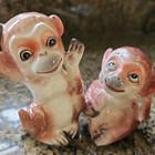 Vintage 50s Anthropomorphic Pink/Brown Mama/Baby Monkey's Salt & Pepper Shakers — photo 9