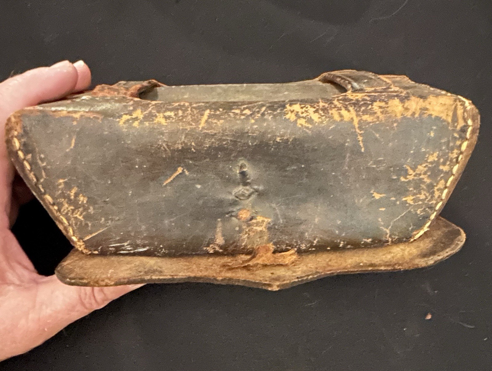 GREAT! Original  War of 1812 US Army 1808 Style Cartridge Box w/ Metal Insert