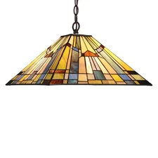 Stained Glass Ceiling Pendant Light Fixture Tiffany Style Mission Design Lamp