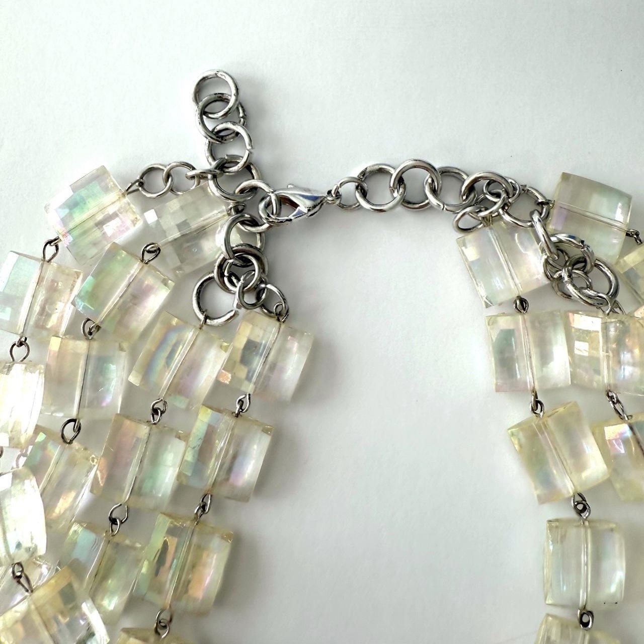 Chunky Clear Iridescent Square Beaded Multi-Stran… - image 4