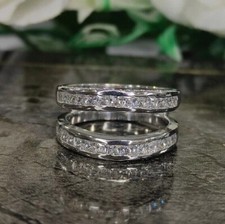 3.00CT Princess Simulated Diamond Enhancer Wedding Ring 925 Real Sterling Silver