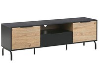 Modernes Tv-MöBel Schwarz / Heller Holzfarbton 2 TüRen Mit Schublade Offenes Fac