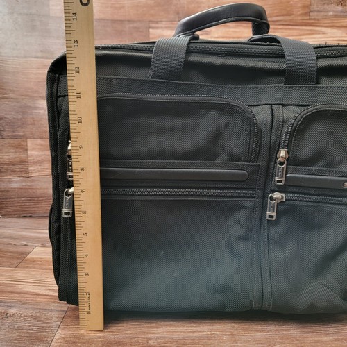 TUMI Alpha Briefcase Bag 26103D4 Black Nylon Deluxe Expandable Wheeled Rolling - Photo 2/22