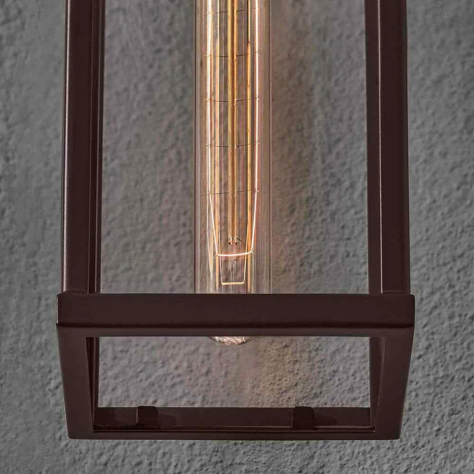 Arandela Hampton Bay 15,68" Porter Hills bronze antigo escuro lanterna de parede externa - Imagem 4 de 4