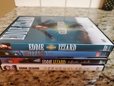4 DVD's, Eddie Izzard  (Glorious, Definite Article, Dress to Kill, Unrepeatable)