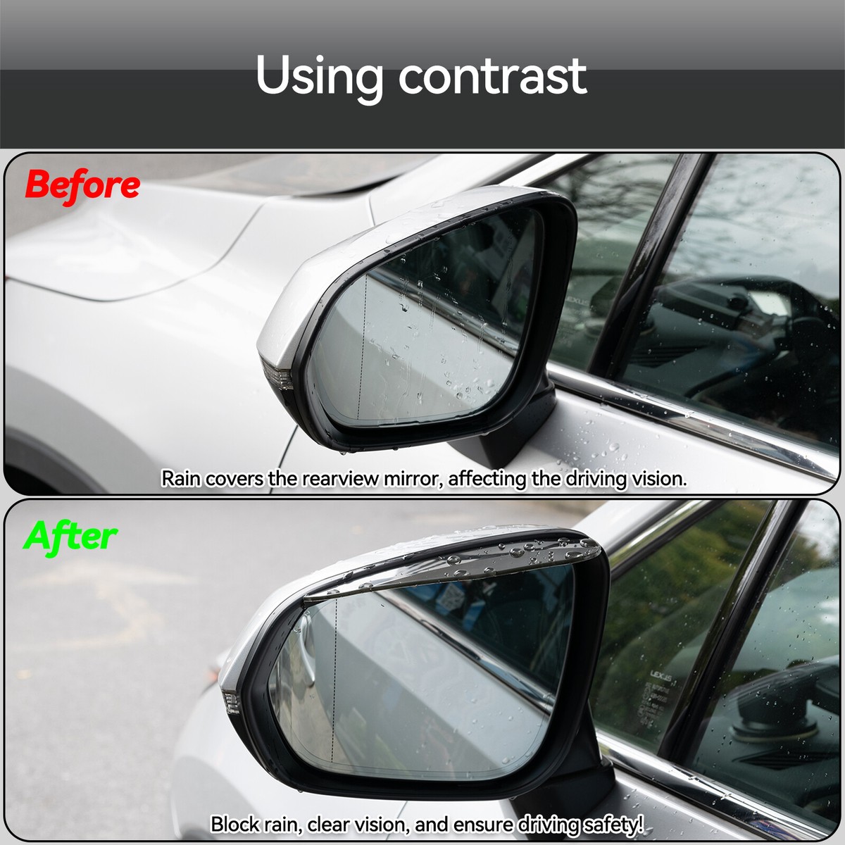 4 Stück Seitenspiegel Regenschutz - Universal Auto Spiegelschutz Mit Kohlefaser Optik