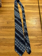 Vintage Necktie Mens Tie Haband Striped Wide Polyester Navy Blue Wide Disco 70s