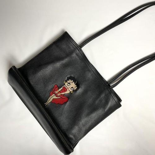 Betty Boop Leather Bag Embroidery Black 