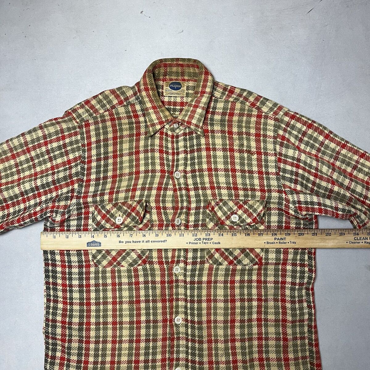 Vintage 50's Pilgrim Sears Sanforized Plaid Flannel Button Vintage 50's Pilgrim Sears Sanforized Plaid Flannel Button
